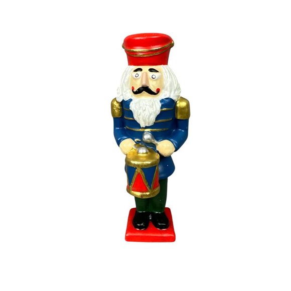 Vtg Bloomingdales Candle Nutcracker Soldier Drummer Red Blue Gold Christmas Deco - Picture 7 of 8